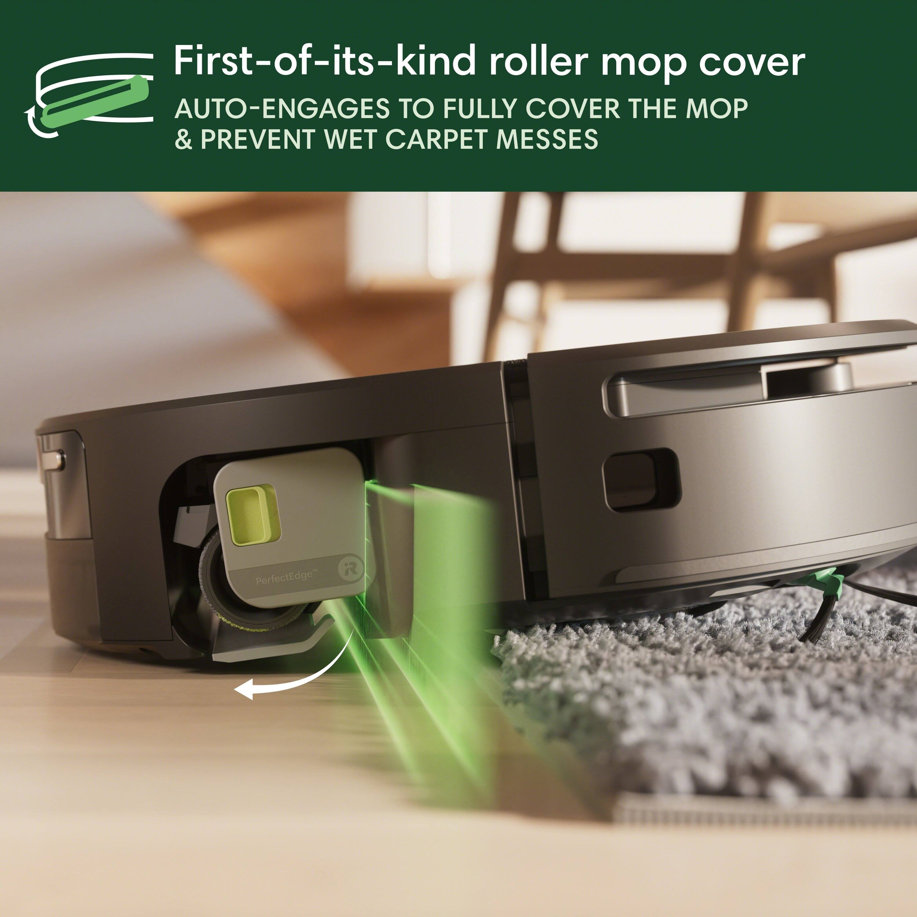 First-of-its-kind roller mop cover  
AUTO-ENGAGES TO FULLY COVER THE MOP & PREVENT WET CARPET MESSES