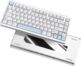 Wikistore - AL75 PRO Wireless Mechanical Keyboard,Full Aluminum,PBT Keycaps,Gasket Mounted Hot Swap,RGB Backlight(Blue Grey Tactile) - Silver