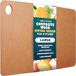 PARKER SLATER - Large Composite Wood Cutting Board – BPA-Free, Thin, Natural Finish