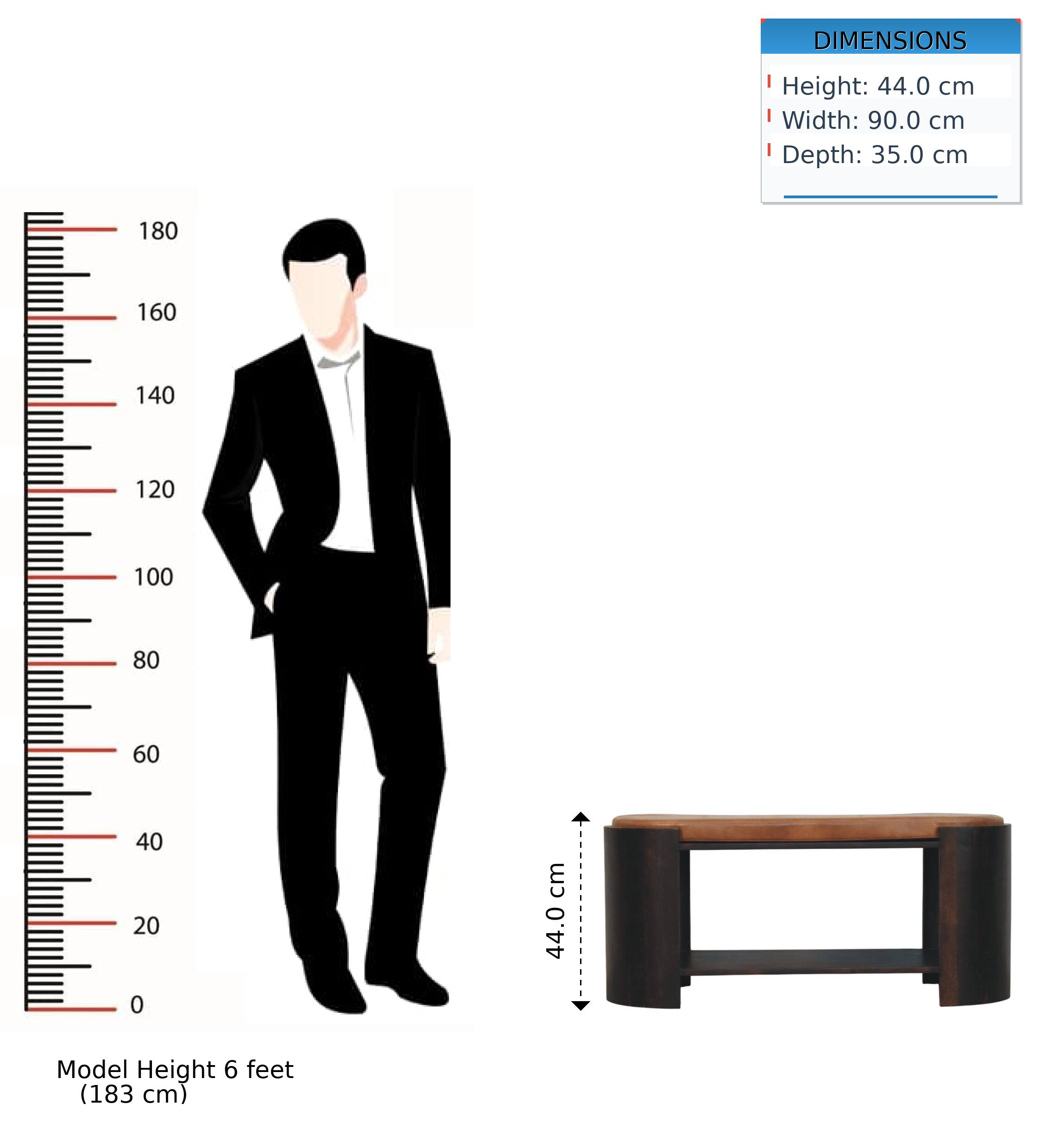 DIMENSIONS  
Height: 44.0 cm  
Width: 90.0 cm  
Depth: 35.0 cm  

180  
160  
140  
120  
100  
80  
60  
40  
20  
0 cm  

Model Height 6 feet (183 cm)
