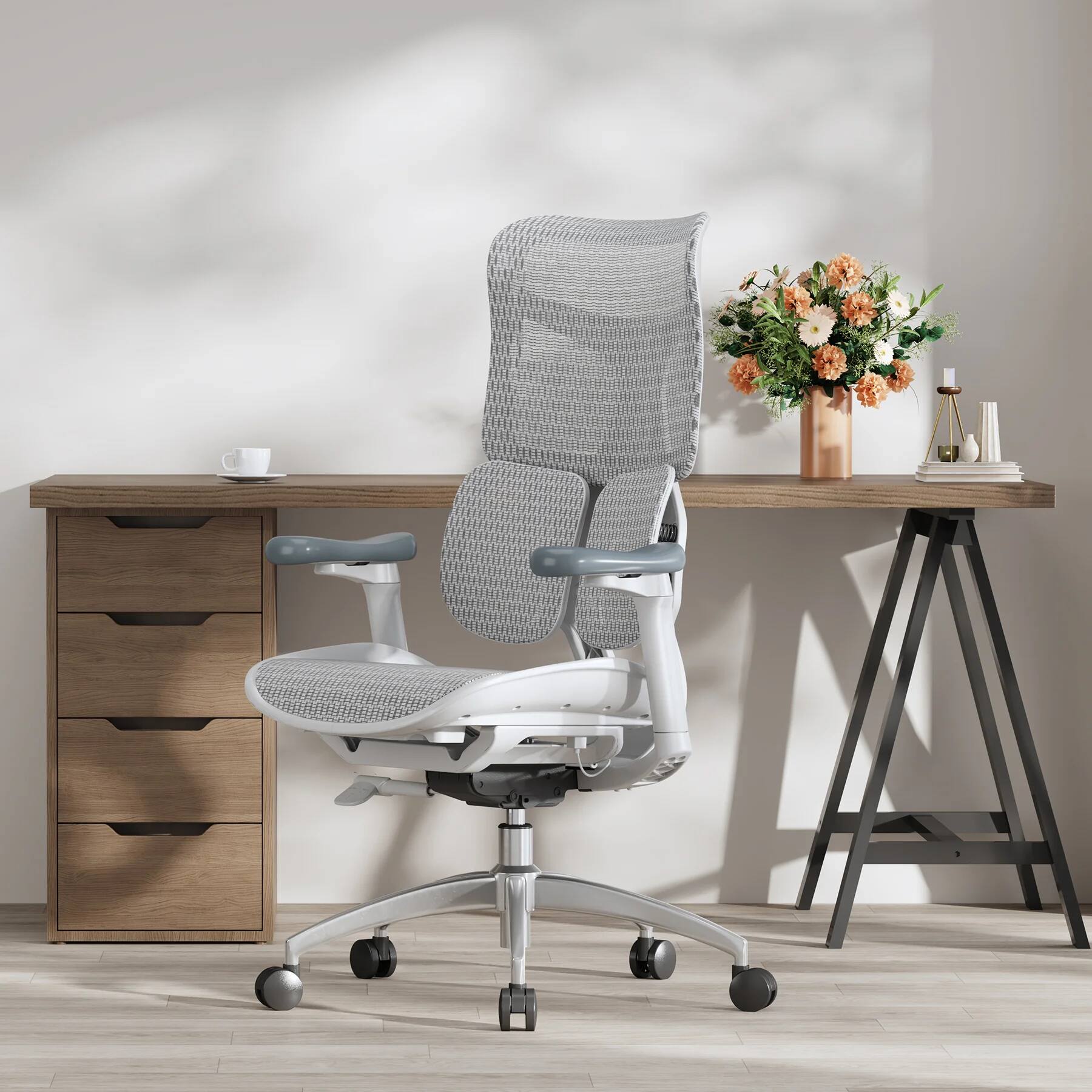 Alt View 6. SIHOO - Doro S100 Ergonomic Office Chair with 3 Back Support Model 5-Level Adjustable Backrest - Gray.