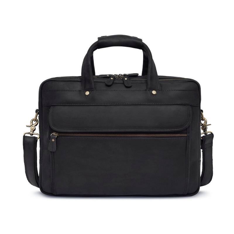Left. Luxorro - Leather Briefcase for men. Fits 17" Laptops - Black.
