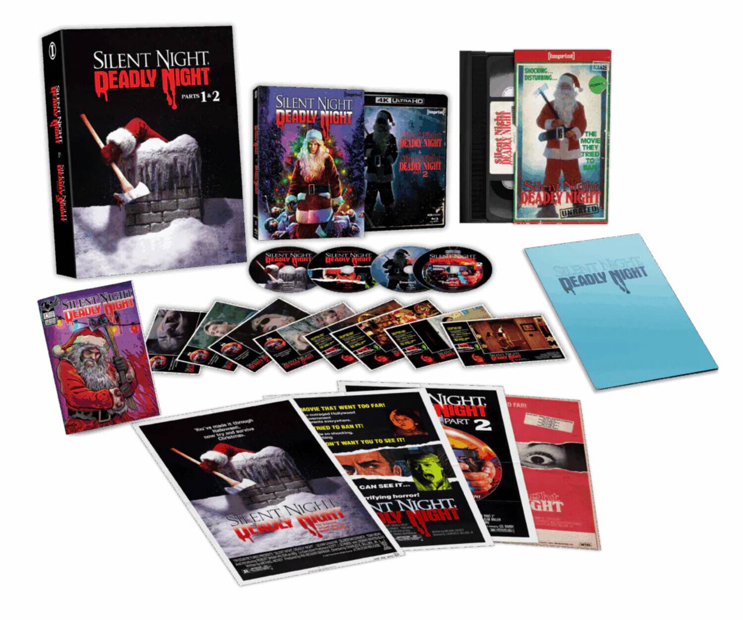 Alt View 1. Silent Night Deadly Night: Parts 1 & 2 - Limited Boxset with All-Region UHD, Blu-Ray & NTSC VHS Tape - 4K Blu-Ray.