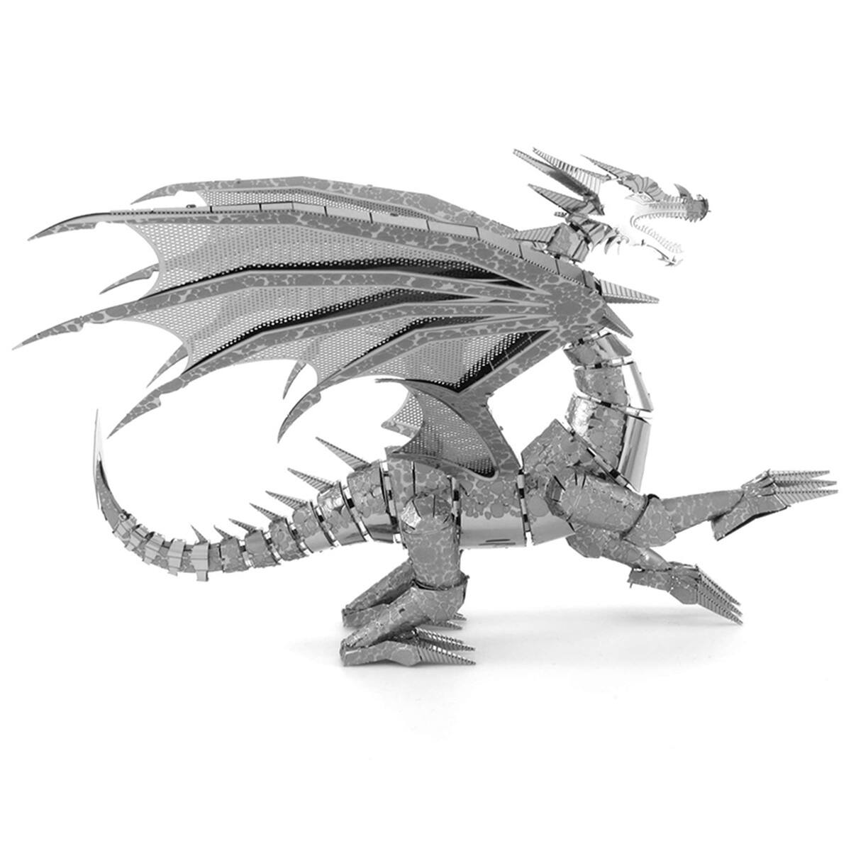Alt View 2. Metal Earth - Metal Earth Premium Series Silver Dragon 3D Metal Model Kit Fascinations - Silver.