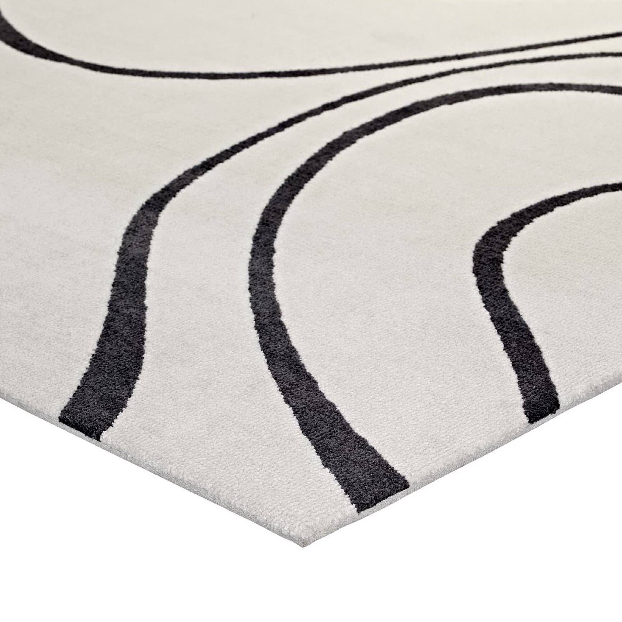 Back. Modway - Therese Abstract Swirl Area Rug - Ivory and Charcoal.