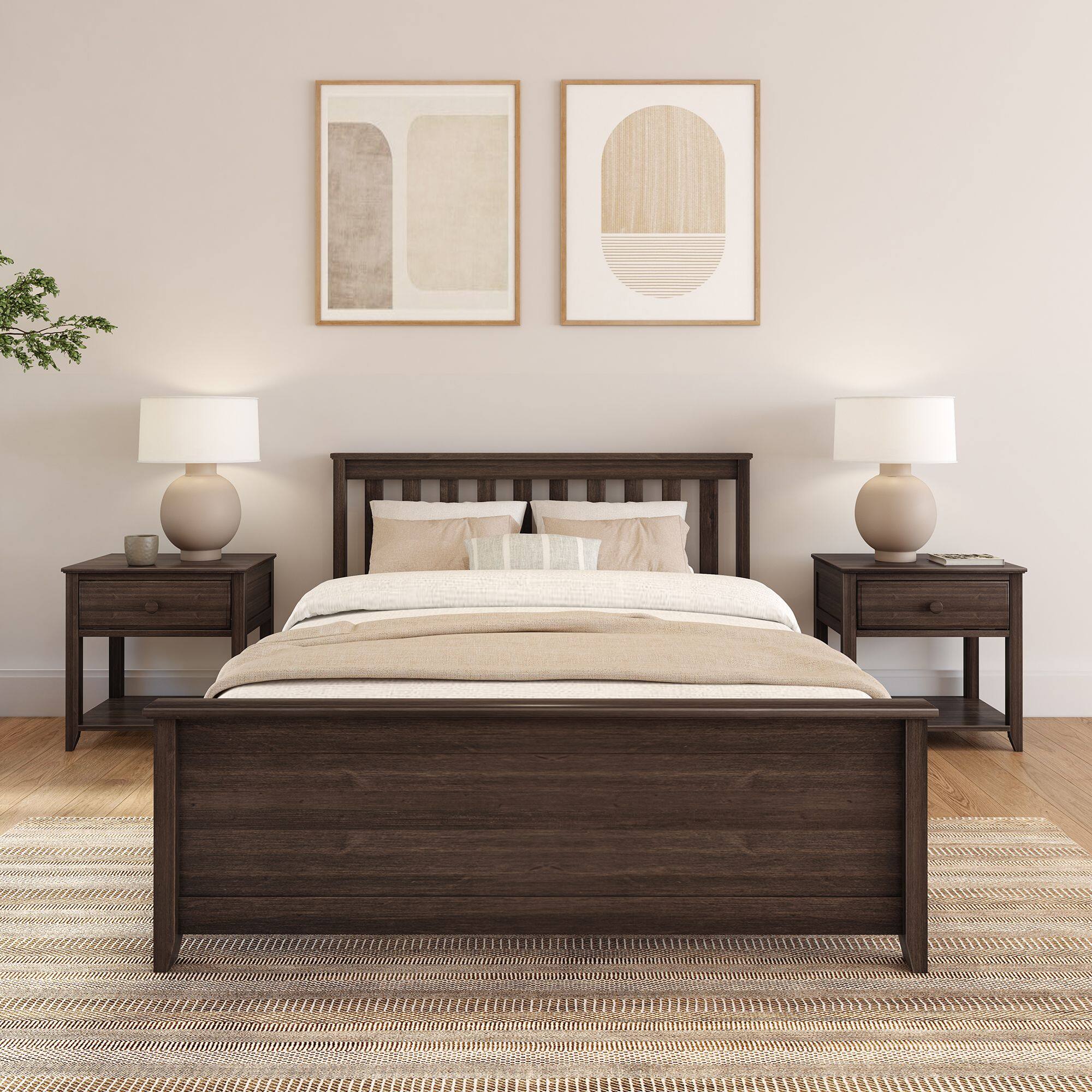 Alt View 1. Plank+Beam - Classic Full-Size Platform Bed, Walnut - Walnut.