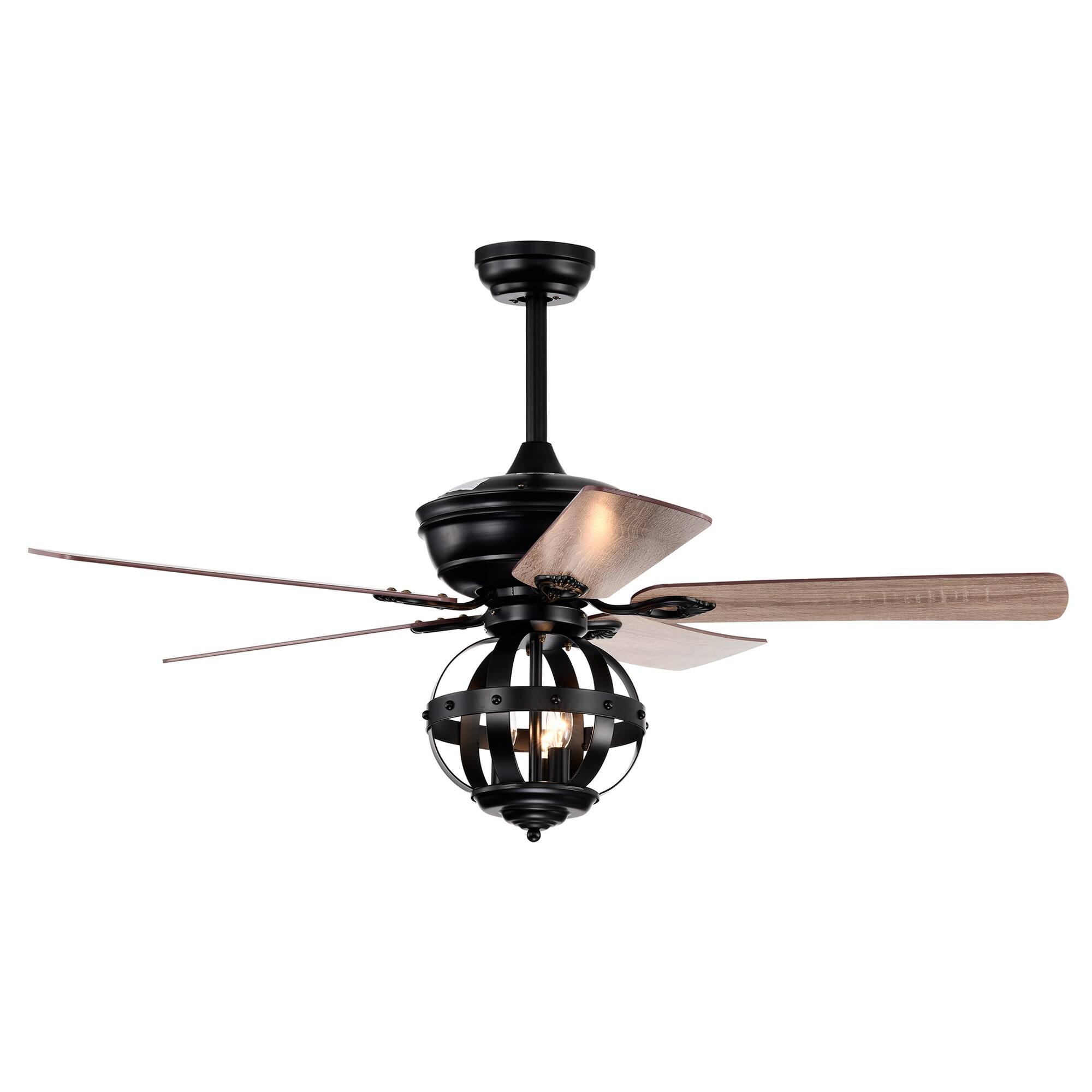 Alt View 1. Parrot Uncle - 52" Industrial Blacke Ceiling Fan with Remote Control - Black.