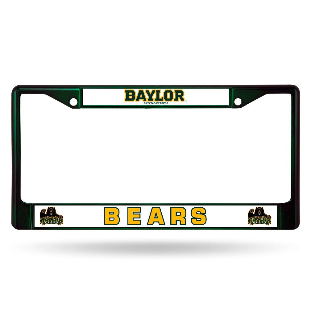 Baylor Bears Green Painted Chrome Metal License Plate Frame