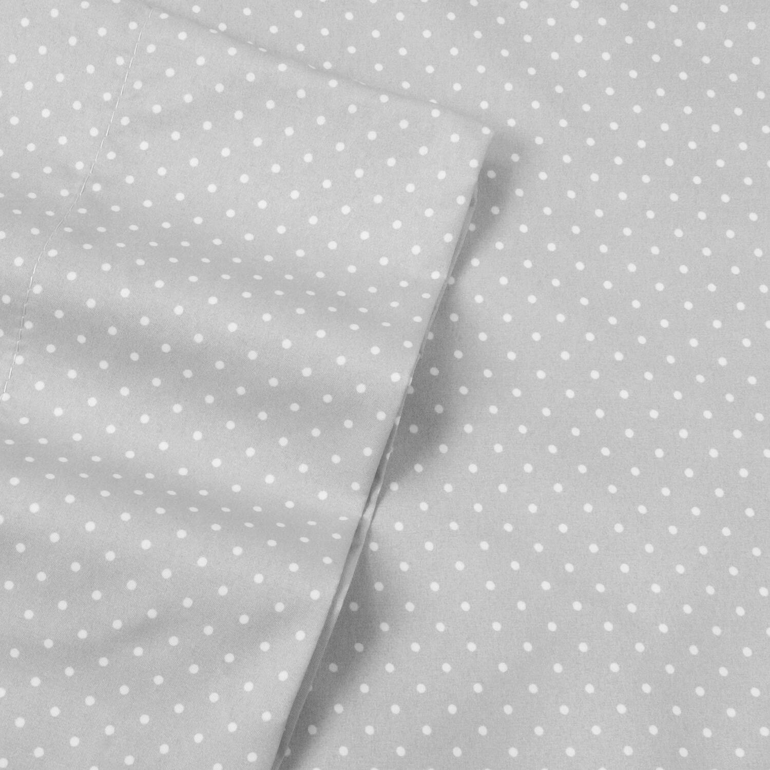 Left. Sweet Home Collection - Dots 4 Piece Printed Sheet Set, Double Brushed Microfiber, Full - Gray.
