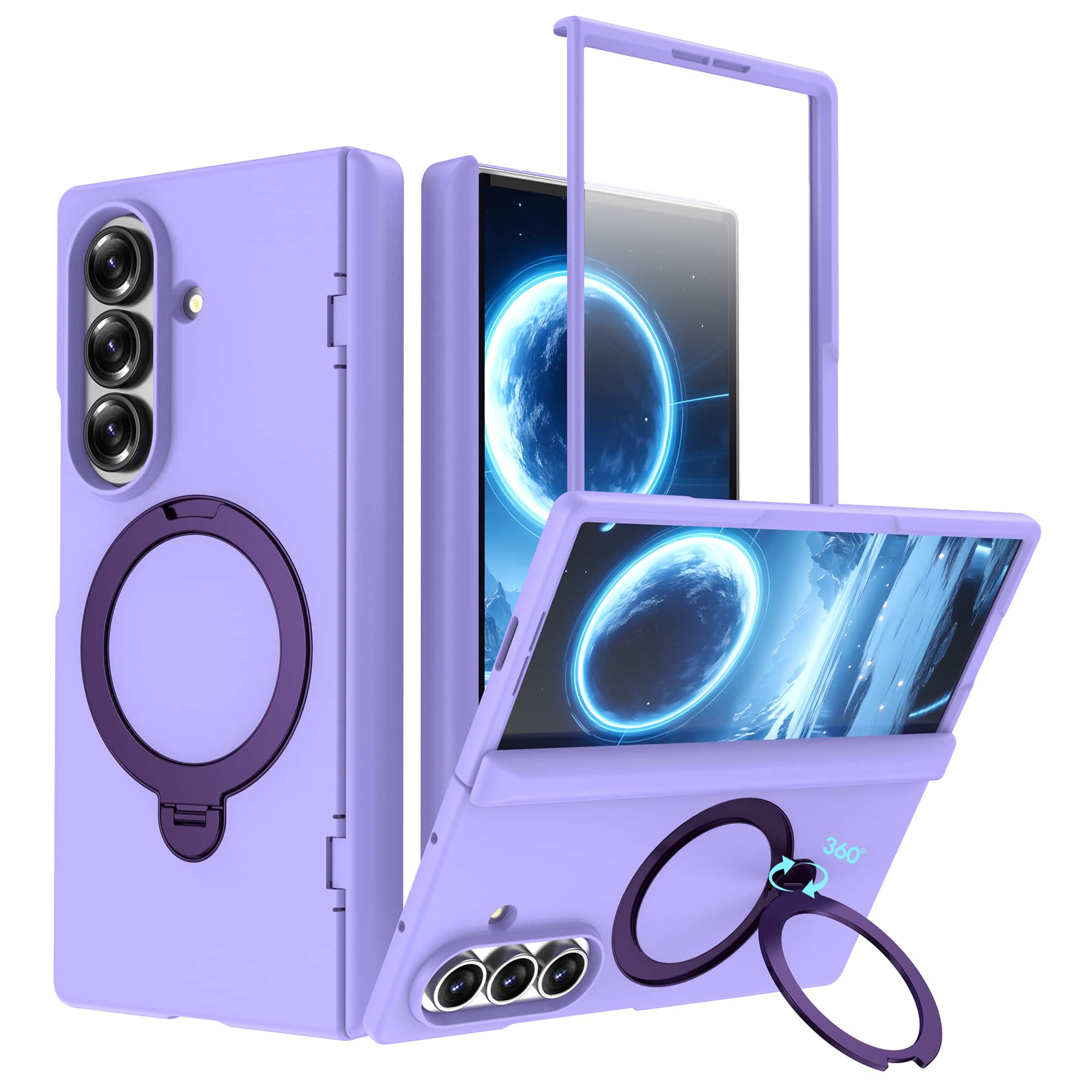 Dteck - Premium Matte Shockproof Case with Integrated Hinge Coverage,Rugged Ring Stand Cover for Samsung Galaxy Z Fold8 Ultra - Purple price history on PriceWatchPro