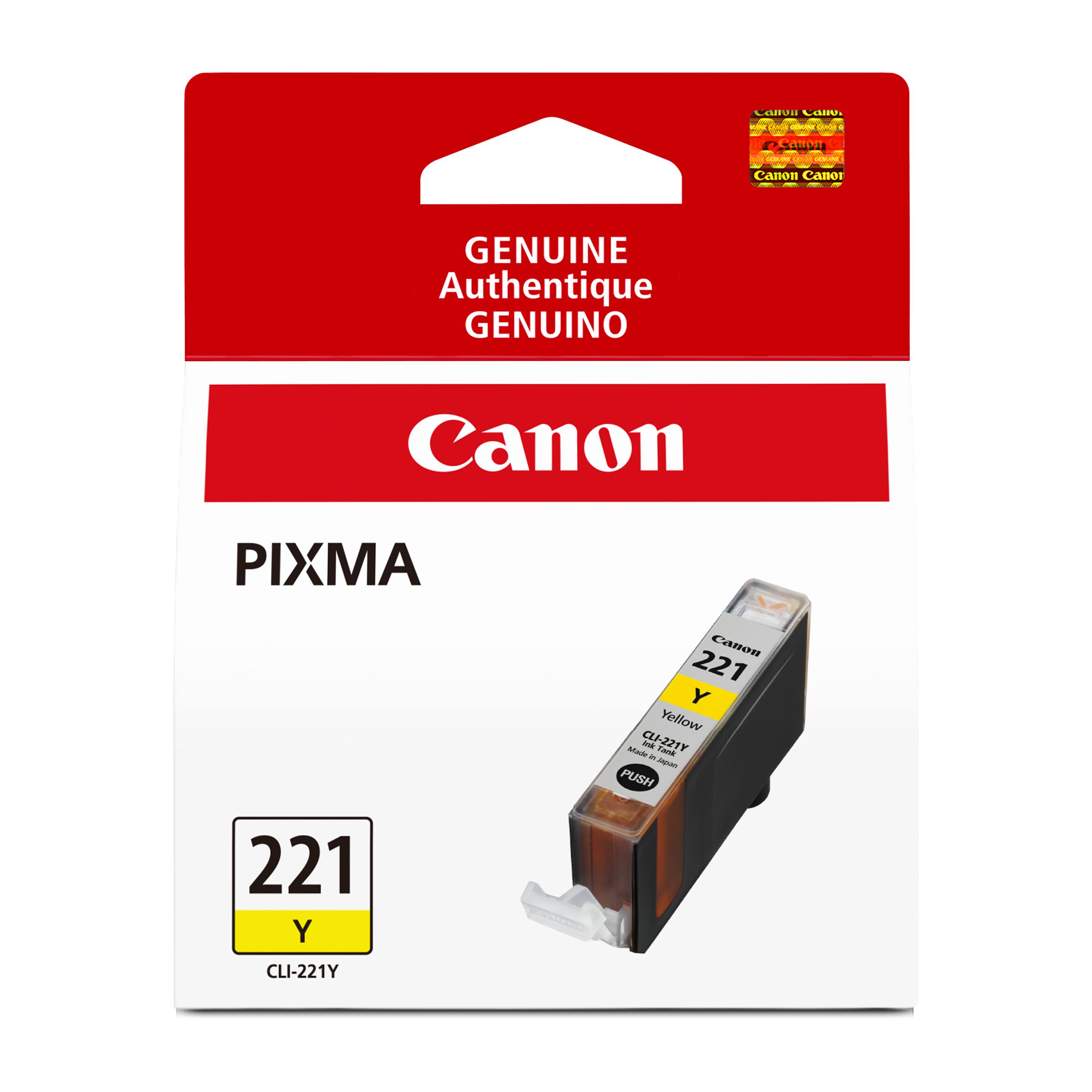 Canon Callo  
ROINE CRACH COMUNICO 0 P SHOW COME onion OCTUPE  
Canon Canor  
GENUINE Authentique GENUINO  
Canon  
PIXMA  
221 Y  
Canon 221 Y Yellow Made CLI-221Y lek Wt Tank Japan PUSH  
CLI-221Y