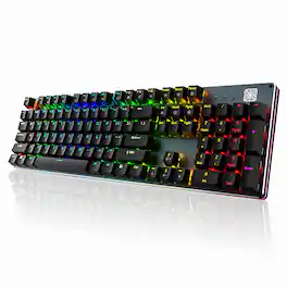 PO3TICJUNKI3 - Mechanical Gaming With Linear Red Switches Rgb Backlit Full Size 104 Key Wired Aluminum Base For Gaming typ - Blue Switch