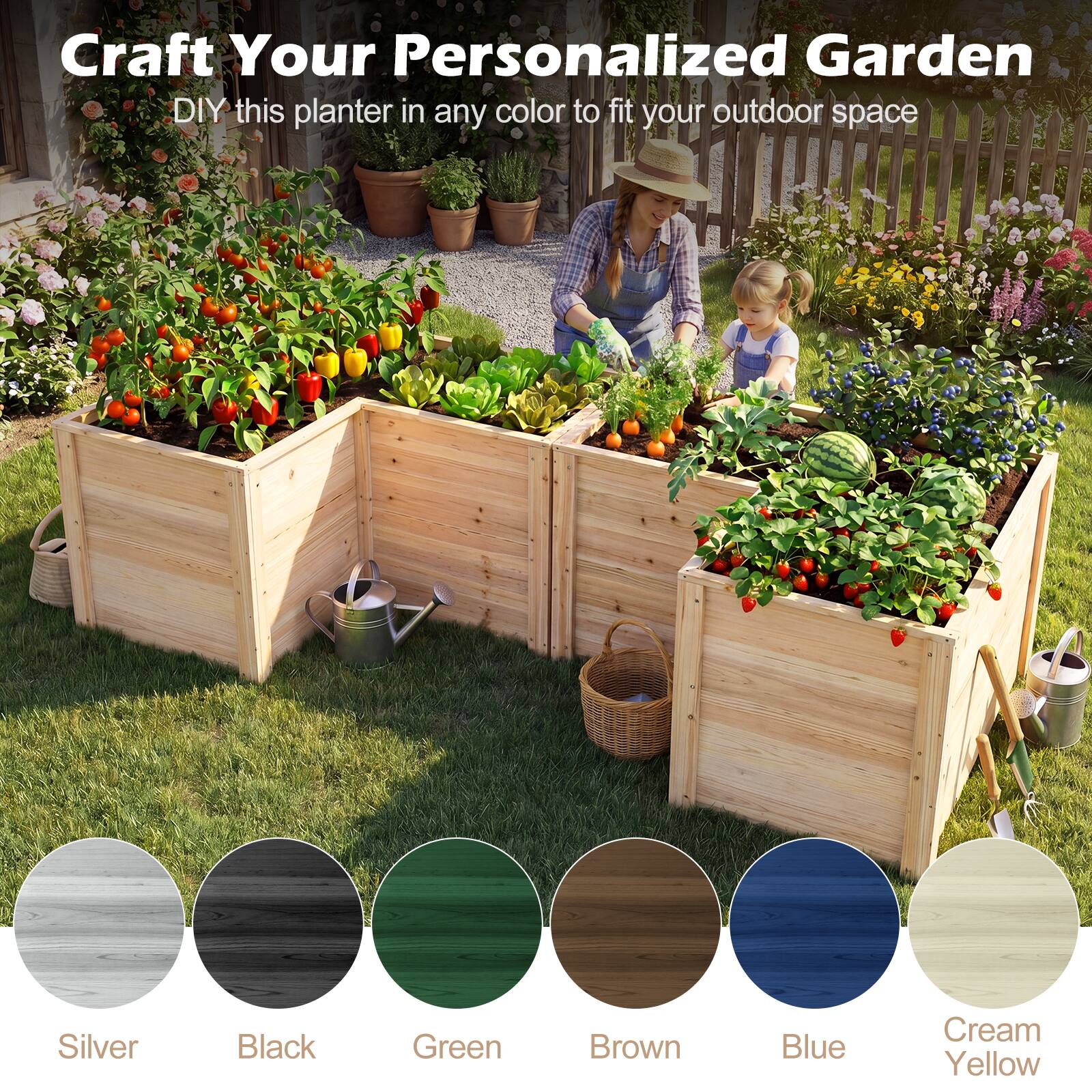 Craft Your Personalized Garden  
DIY this planter in any color to fit your outdoor space  

Silver  
Black  
Green  
Brown  
Blue  
Cream Yellow