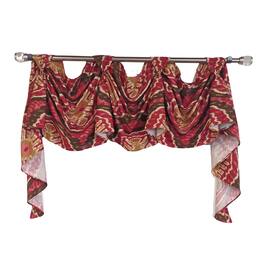 RLF Home - Begonia 3-S Victory 100% Cotton Tab Top Swag Window Curtain 54" x 25" - Red