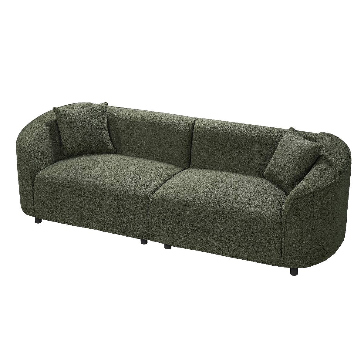 Left. Ropilly - Ropilly 87 inch curved sofa, streamlined contemporary sofa, green 3 seat living room couch - Green.