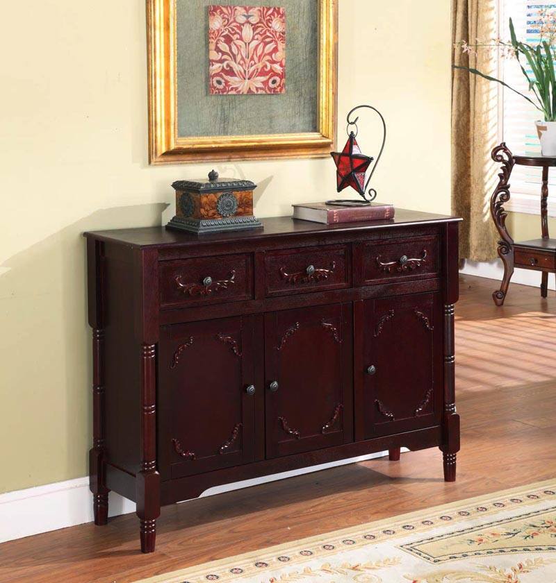 Front. Kings Brand Furniture - Kings Brand Furniture Emile Console Table/Buffet, Cherry - Dark Brown.