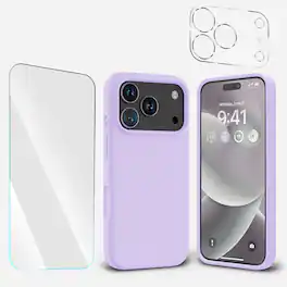 Entronix - 3-in-1 Bundle for iPhone 17 Pro - Liquid Silicone Case, Screen & Camera Protectors - Purple
