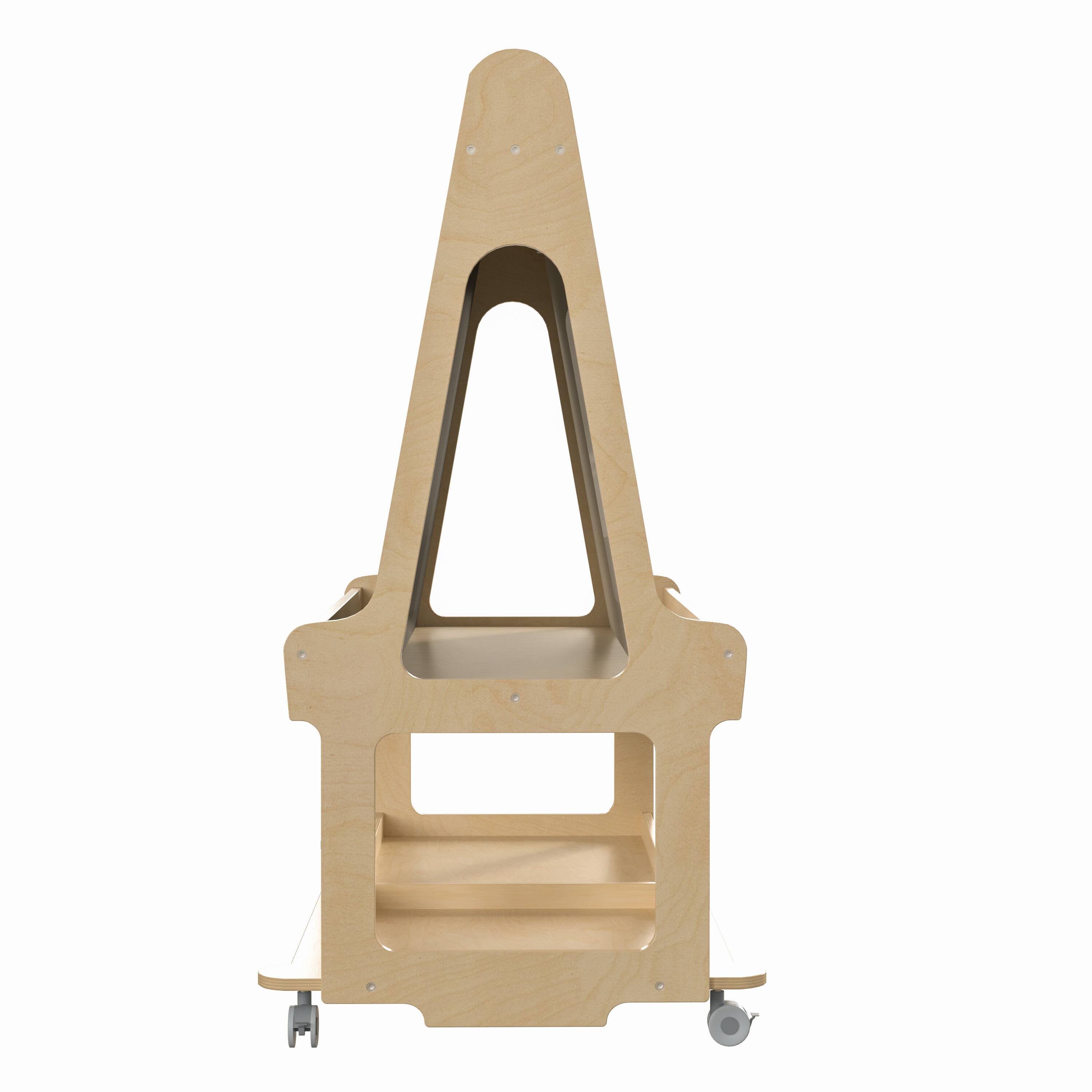 Left. Flash Furniture - Bright Beginnings Commercial Wooden Mobile Dual Sided 4 Person Art Station with Locking Caster Wheels and Bottom Shelf S - Natural.