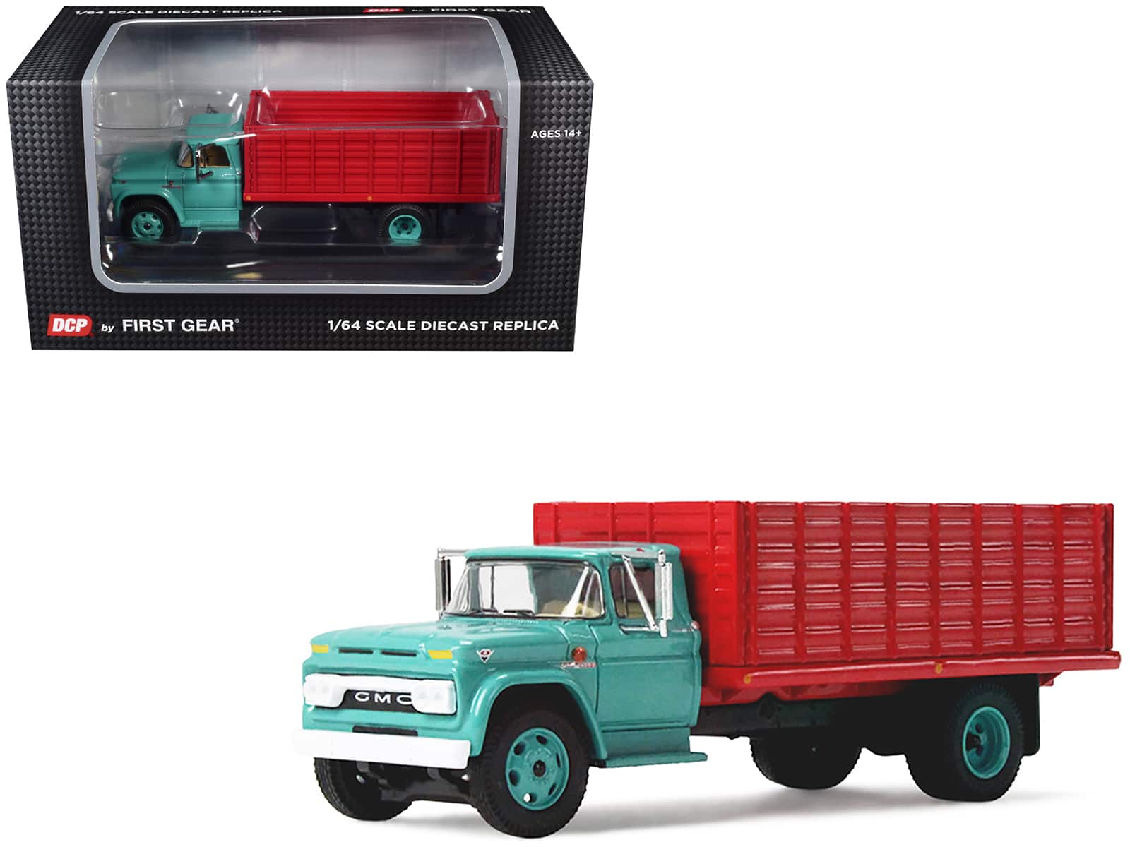 First Gear - GMC 4000 Grain Truck Turquoise with Red Container 1/64 Diecast Model by DCP/First Gear price history on PriceWatchPro
