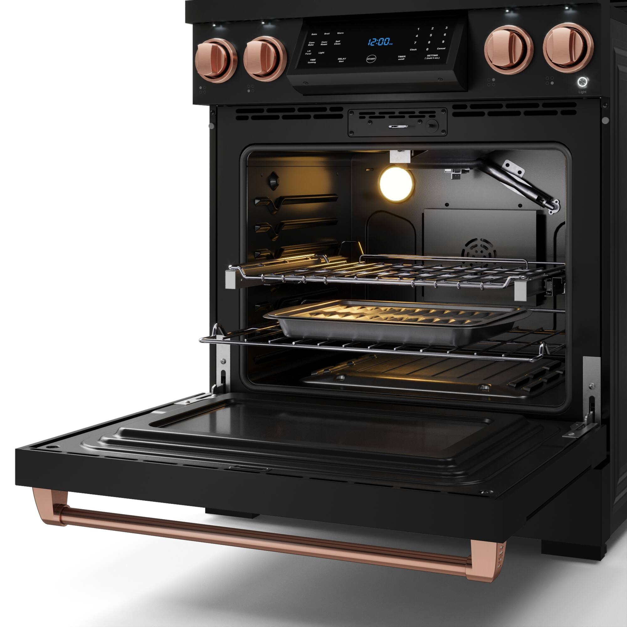 Alt View 12. Thor Kitchen - Gordon Ramsay Series by Thor Kitchen 4.55 Cu. Ft Freestanding Liquid Propane Gas Range with Rose Gold Hardware - Black.
