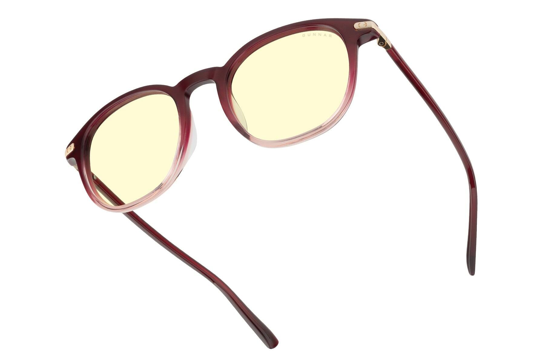 GUNNAR - Womens Computer Glasses - Sofia, Amber Lens - Blue Light Blocking, Releive Dry Eye - Garnet Fade Crystal
