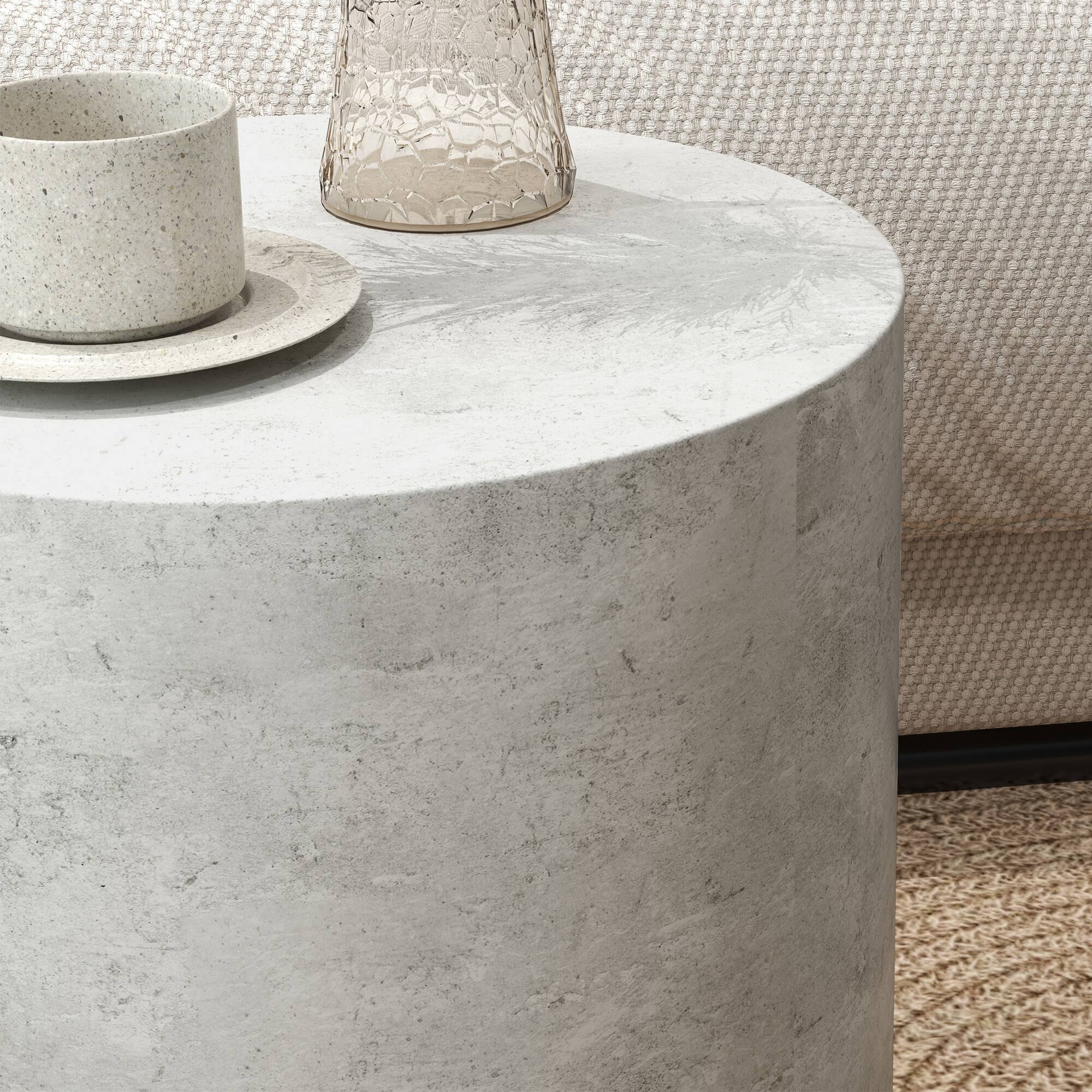 Alt View 8. Homcom - Concrete Finish Round Side Table w/ 4 Adjustable Feet, Lightweight for Indoor/Outdoor - Gray.