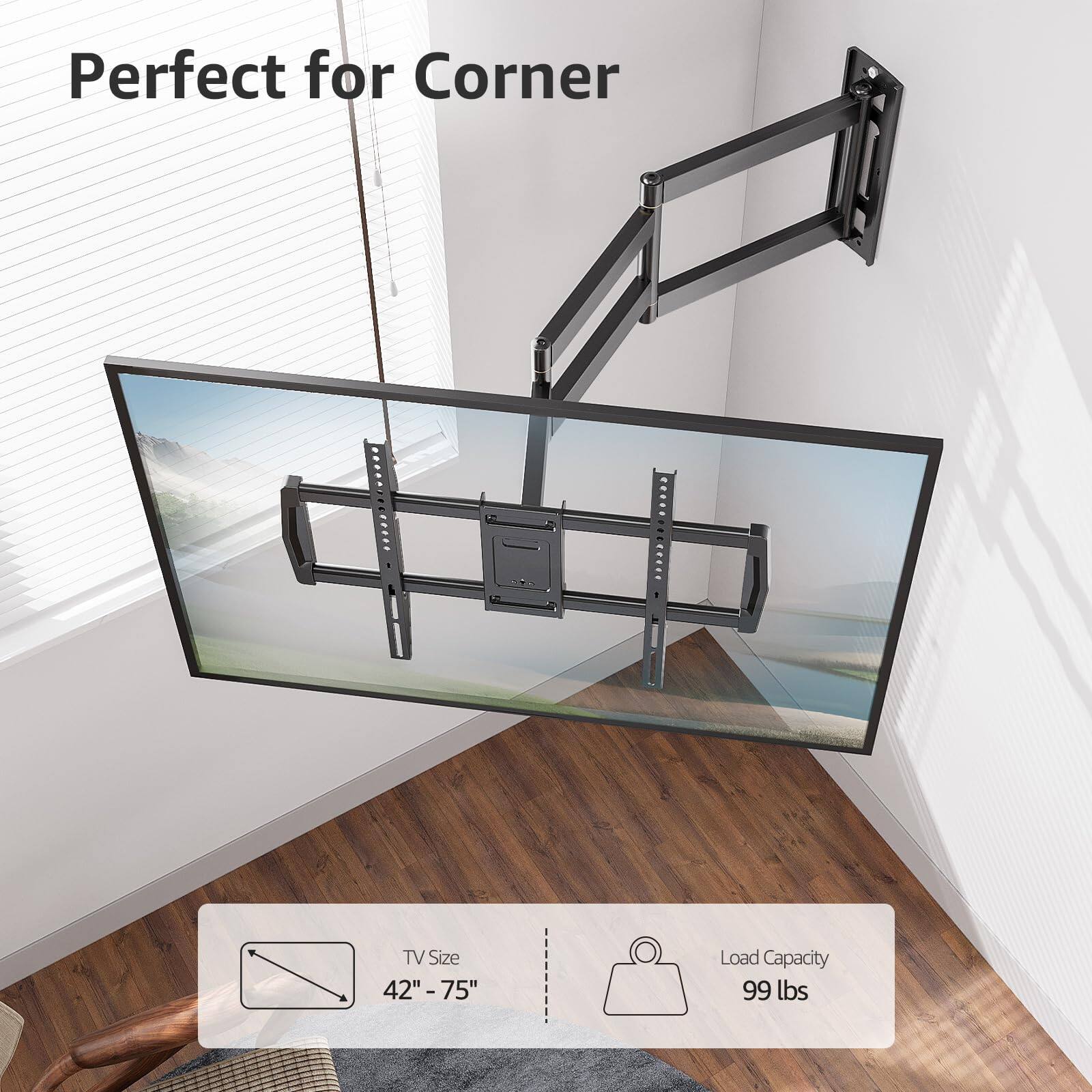 Perfect for Corner

TV Size: 42" - 75"

Load Capacity: 99 lbs