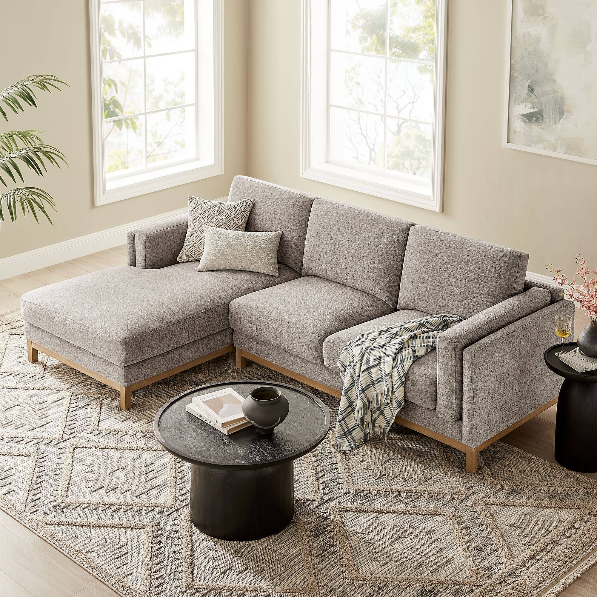 Alt View 5. Modway - Roscoe Left-Facing Fabric Sectional Sofa with Chaise by Modway - Pewter.