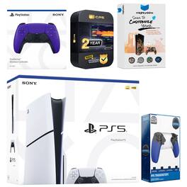 Playstation 5 Slim Disc with Extra Controller, Trigger Stop Kit and MightySkins Decal Voucher + 2 - PlayStation 5