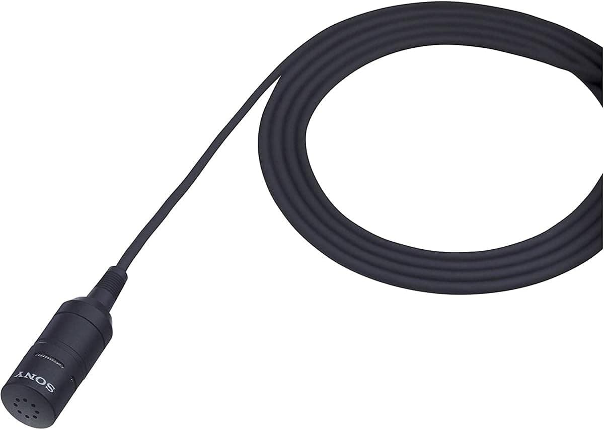 Sony - ECM66B Electret Condenser Lavalier Microphone, Black - Black