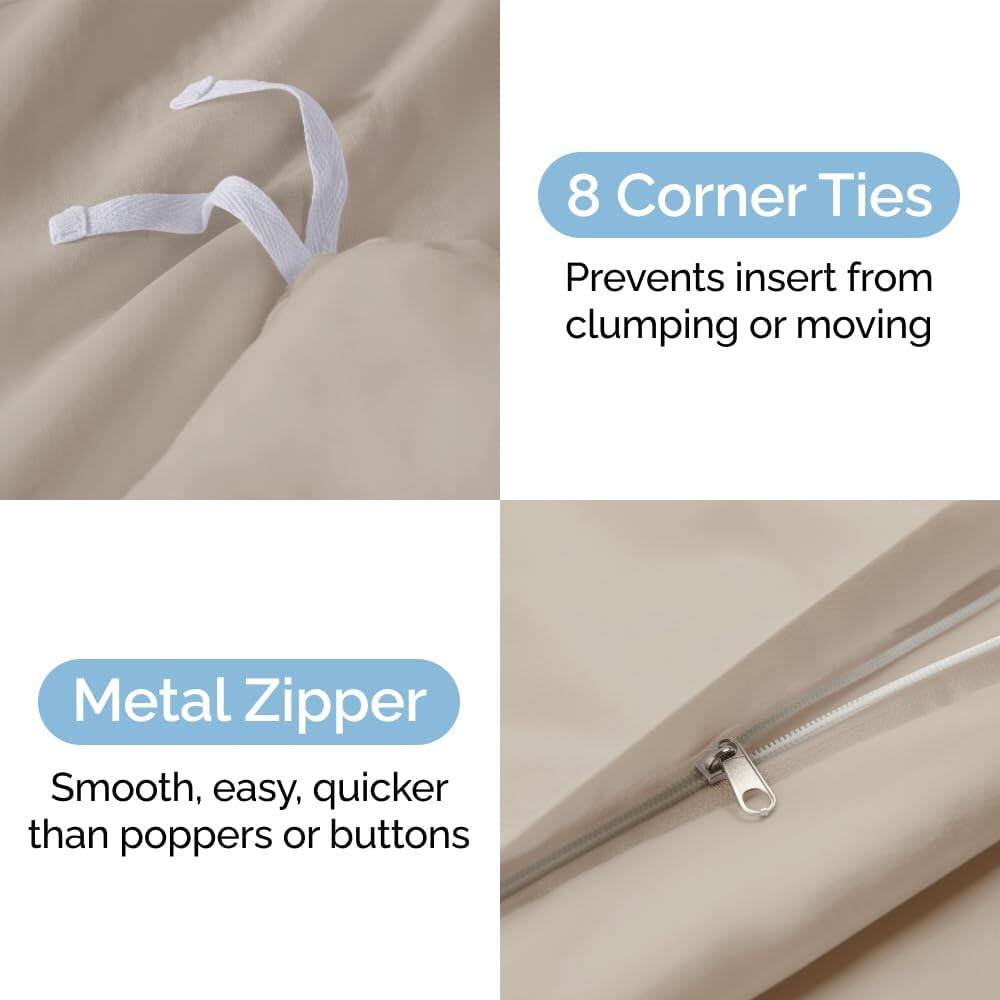 8 Corner Ties  
Prevents insert from clumping or moving  

Metal Zipper  
Smooth, easy, quicker than poppers or buttons