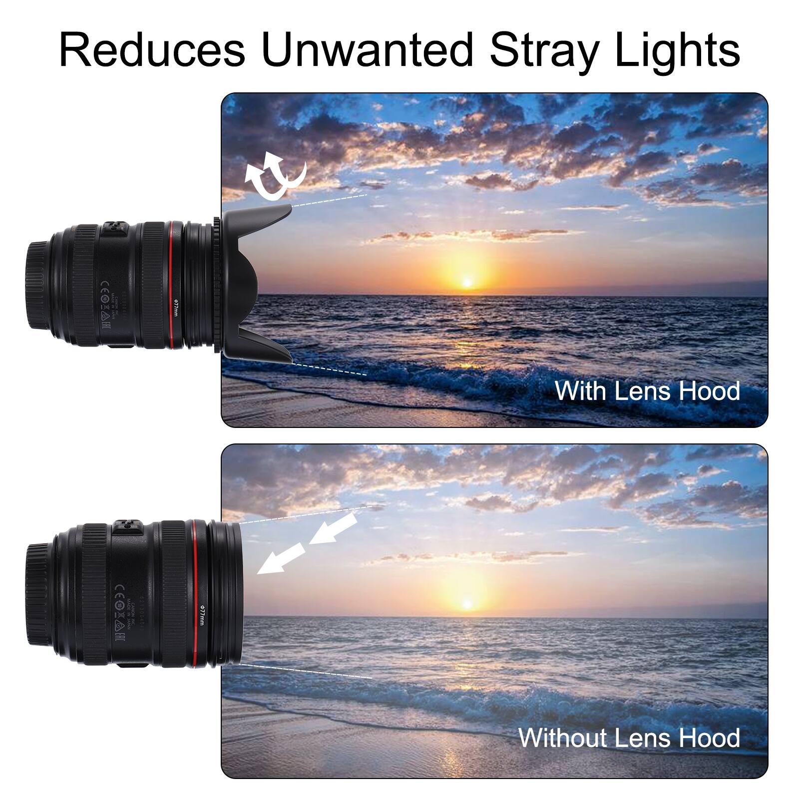 Reduces Unwanted Stray Lights

With Lens Hood

Without Lens Hood