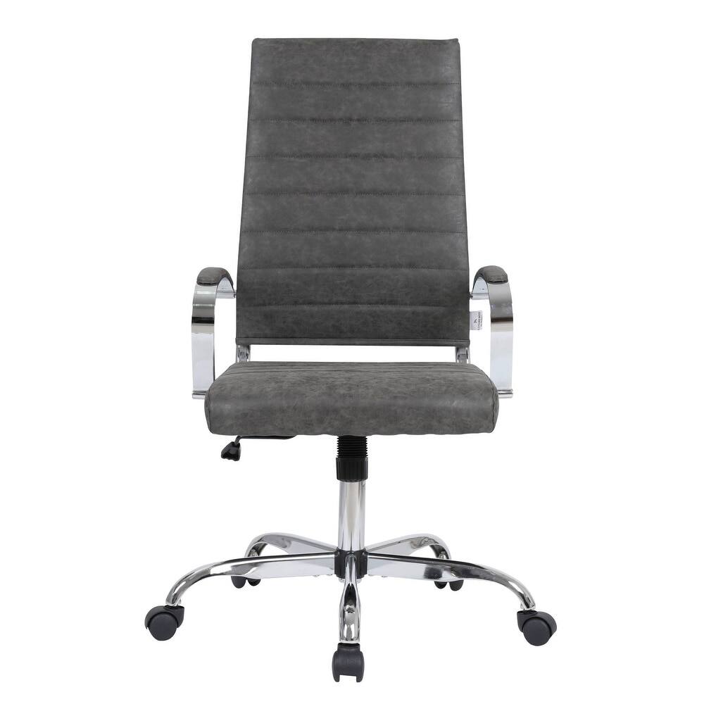 Alt View 2. LeisureMod - Benmar High Back Leather Office Chair with Adjustable Height, Swivel Base, Ergonomic Design Modern Conference Chair - Charcoal.