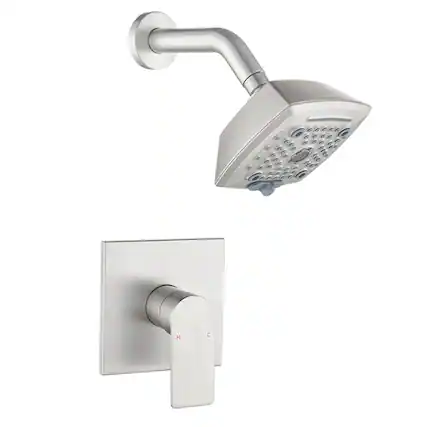 Front. Boyel Living - Brushed Brass Shower Faucet Set cUPC Pressure Balance Valve 5-Function ABS Top Spray 1/2NPT Thread Fingerprint-Free - Brushed Nickel.