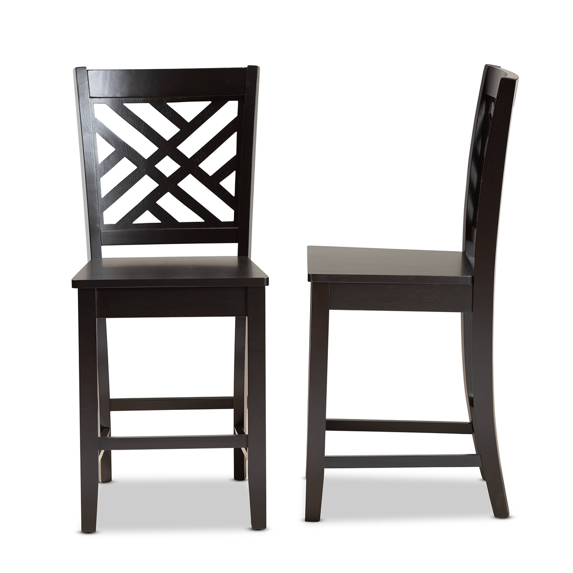 Left. Baxton Studio - Caron Modern and Contemporary Transitional Finished Wood 2-Piece Counter Stool Set - Dark Brown.