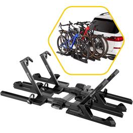 Saris - SuperClamp G4 4-Bike Hitch Rack, Lightweight Tilting Platform, Road & Mountain Bike Fit - Black