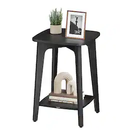 Songmics Home - MAEZO Collection - Side Table, 2-Tier Small Square End Table, Nightstand with Tapered Legs, Curved Transitions - Charcoal Gray