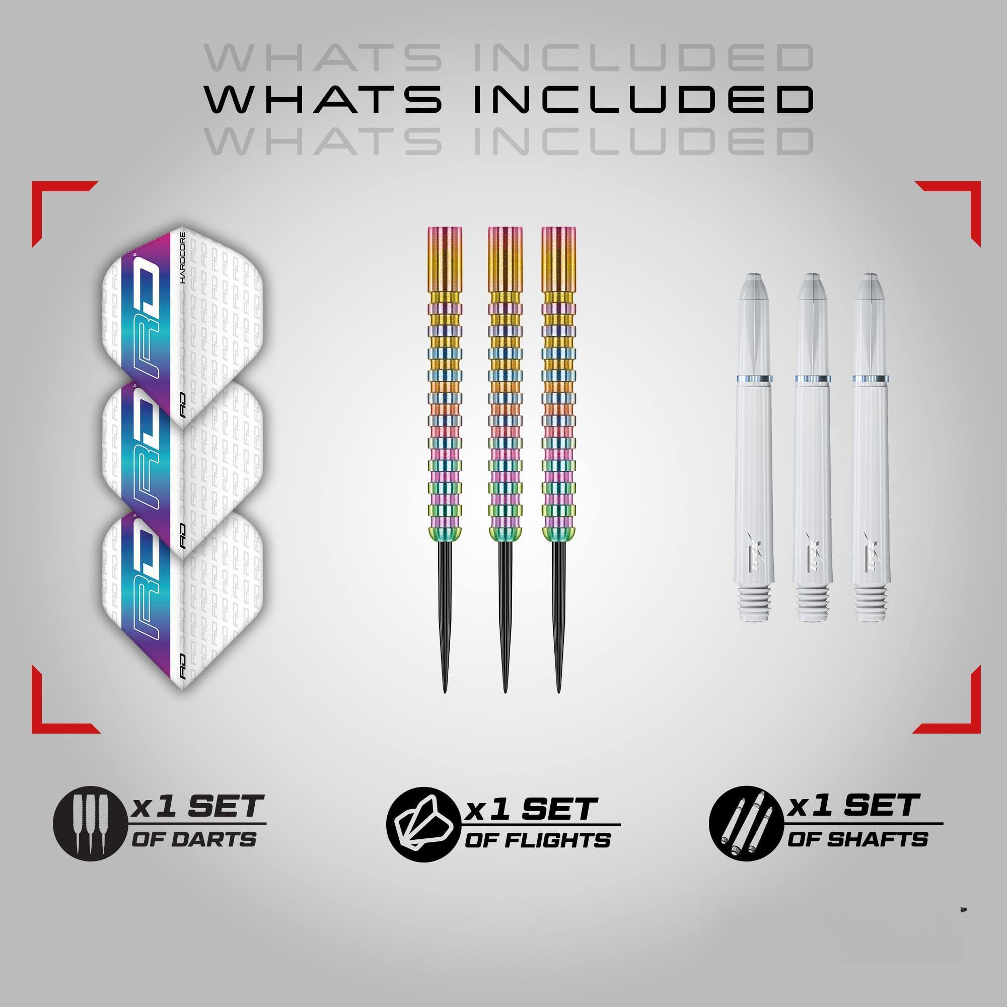 **WHAT'S INCLUDED**

- x1 SET OF DARTS
- x1 SET OF FLIGHTS
- x1 SET OF SHAFTS