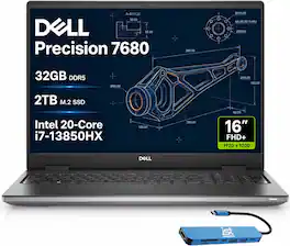 Dell - Upgraded - Precision 7680 16" FHD+ Workstation - Precision 7 - Pro Max - Intel Core i7-13850HX - 32GB Memory - 2TB SSD - Win11Pro - Aluminum Titan Grey