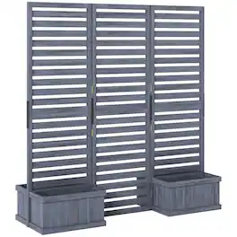 Outsunny - Privacy Screen w/ 4 Planter Box - Gray