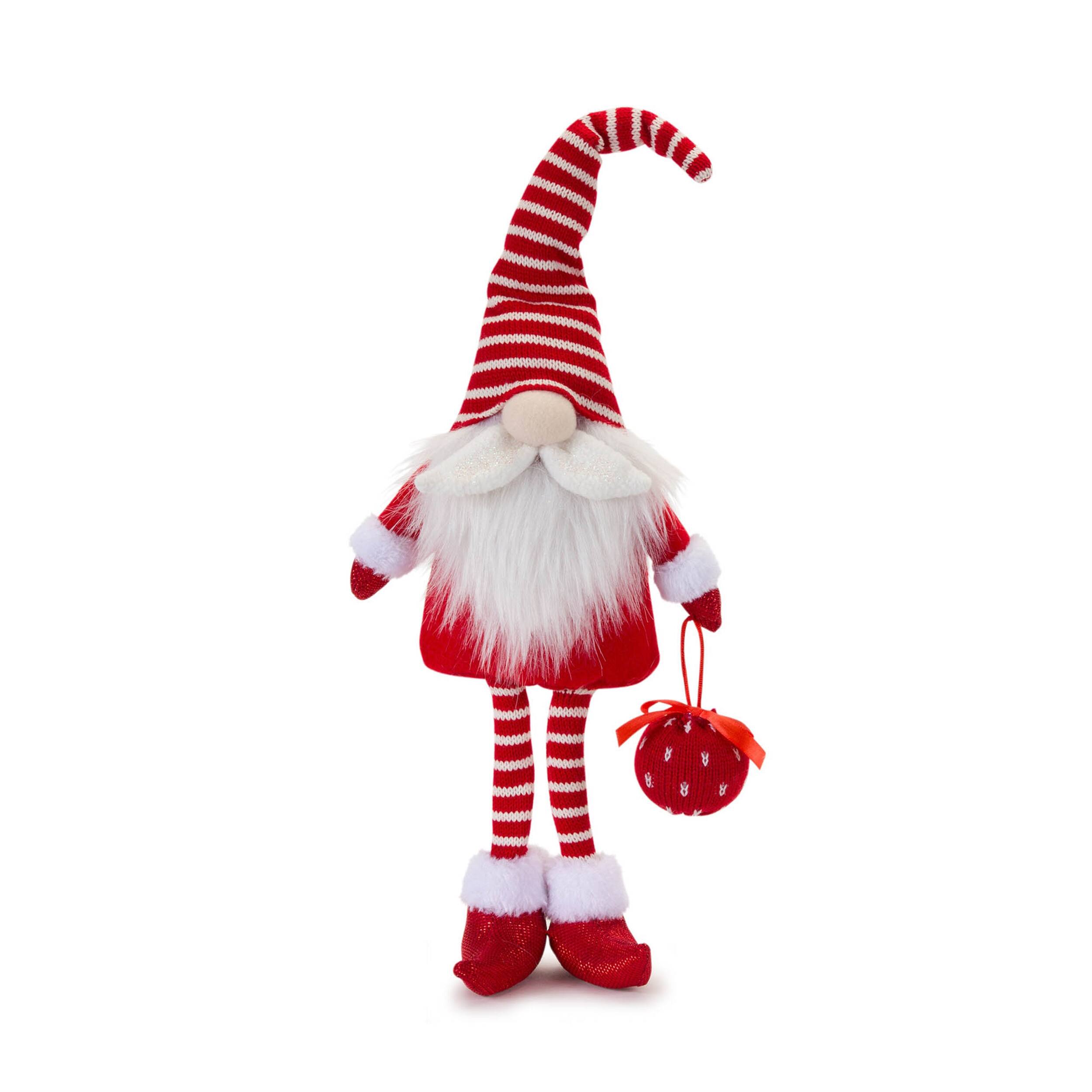 Left. BreeBe - Plush Standing Holiday Elf Gnome Decor (Set of 2) - White, Red.