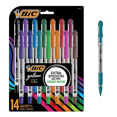 BIC
Extra Smooth Gel Pen
Vibrant Writing
14 Medium Assorted Gel Pens 0.7 mm