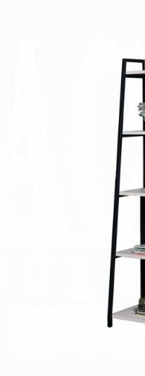 Left. Spaco - Spaco Ladder Bookshelf 5-Tier, Natural Wood Black Metal Frame Leaning Bookcase for Living Room Bedroom Office - Black+Natural.