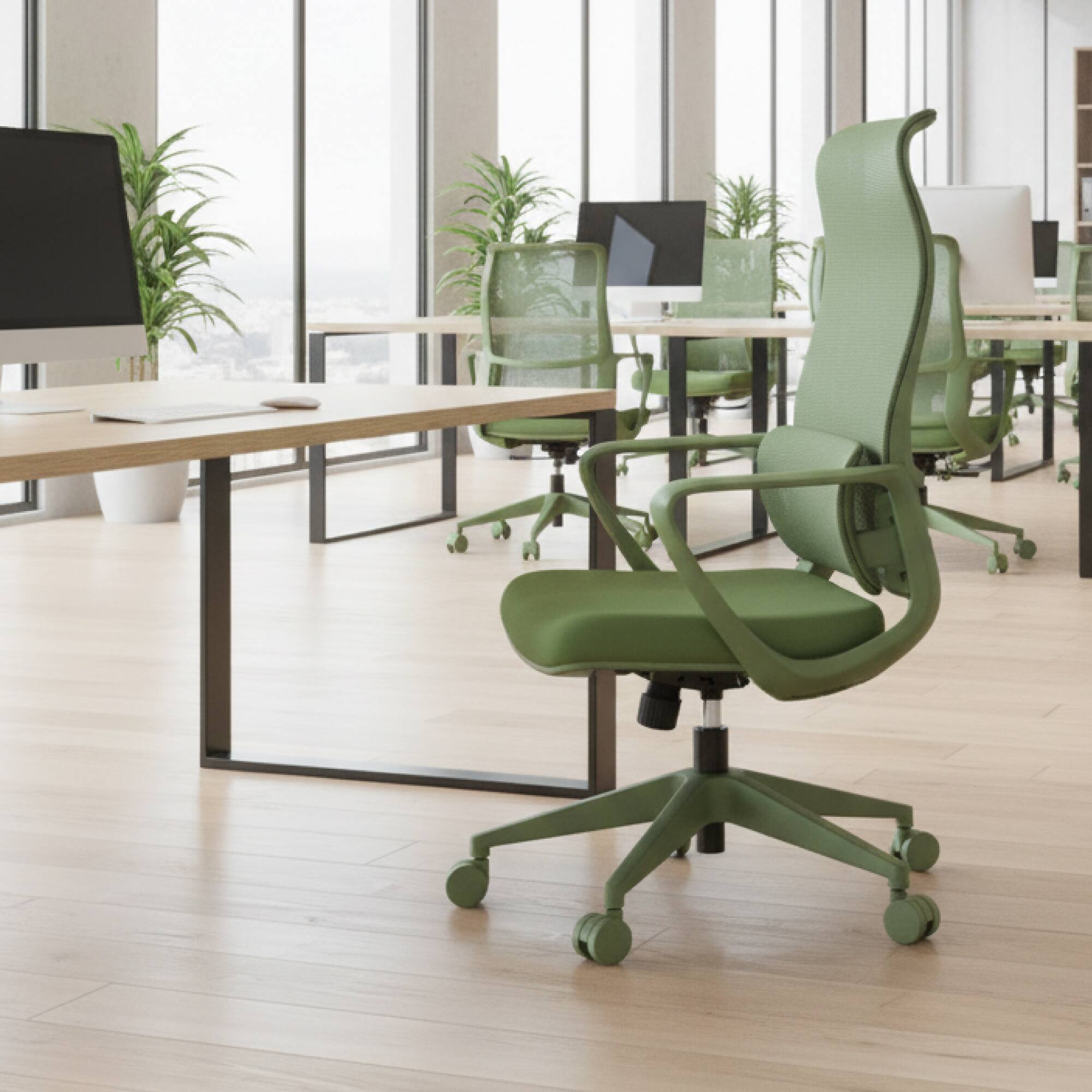 Alt View 4. Boyel Living - High-Back Ergonomic Mesh Executive Office Chair with Adjustable Lumbar Support - Green.