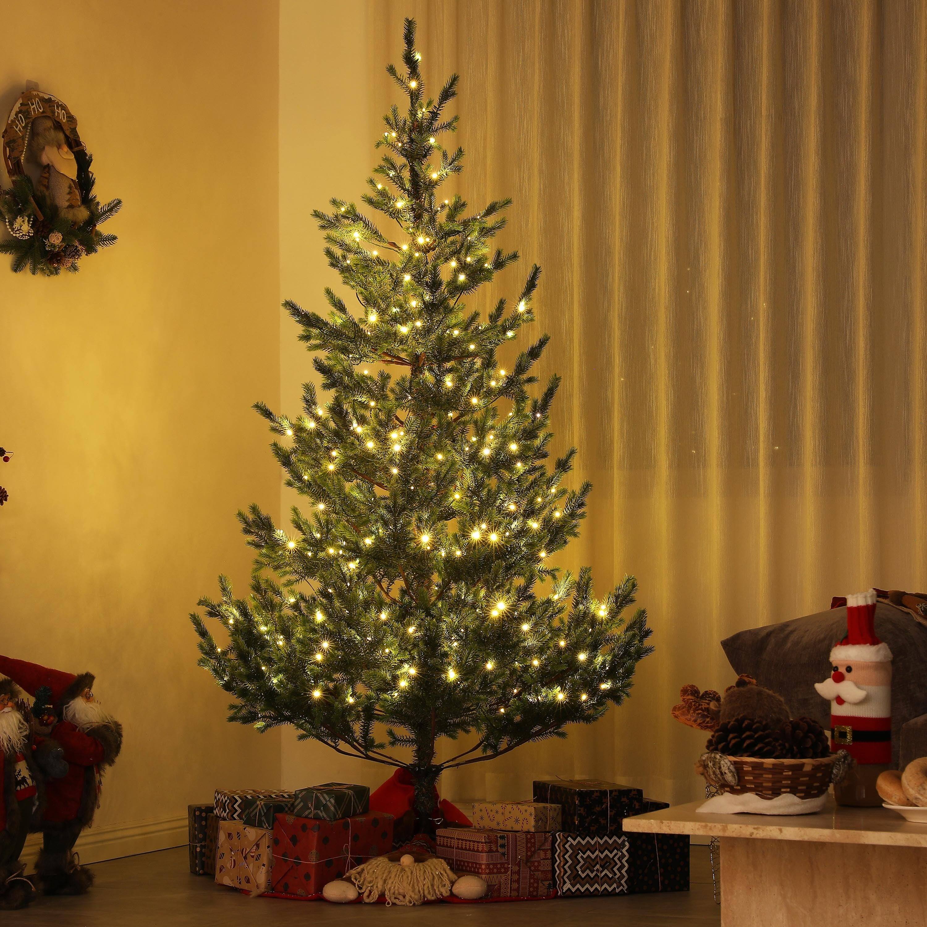 Angle. BreeBe - 6ft Artificial Prelit Christmas Tree - Green.