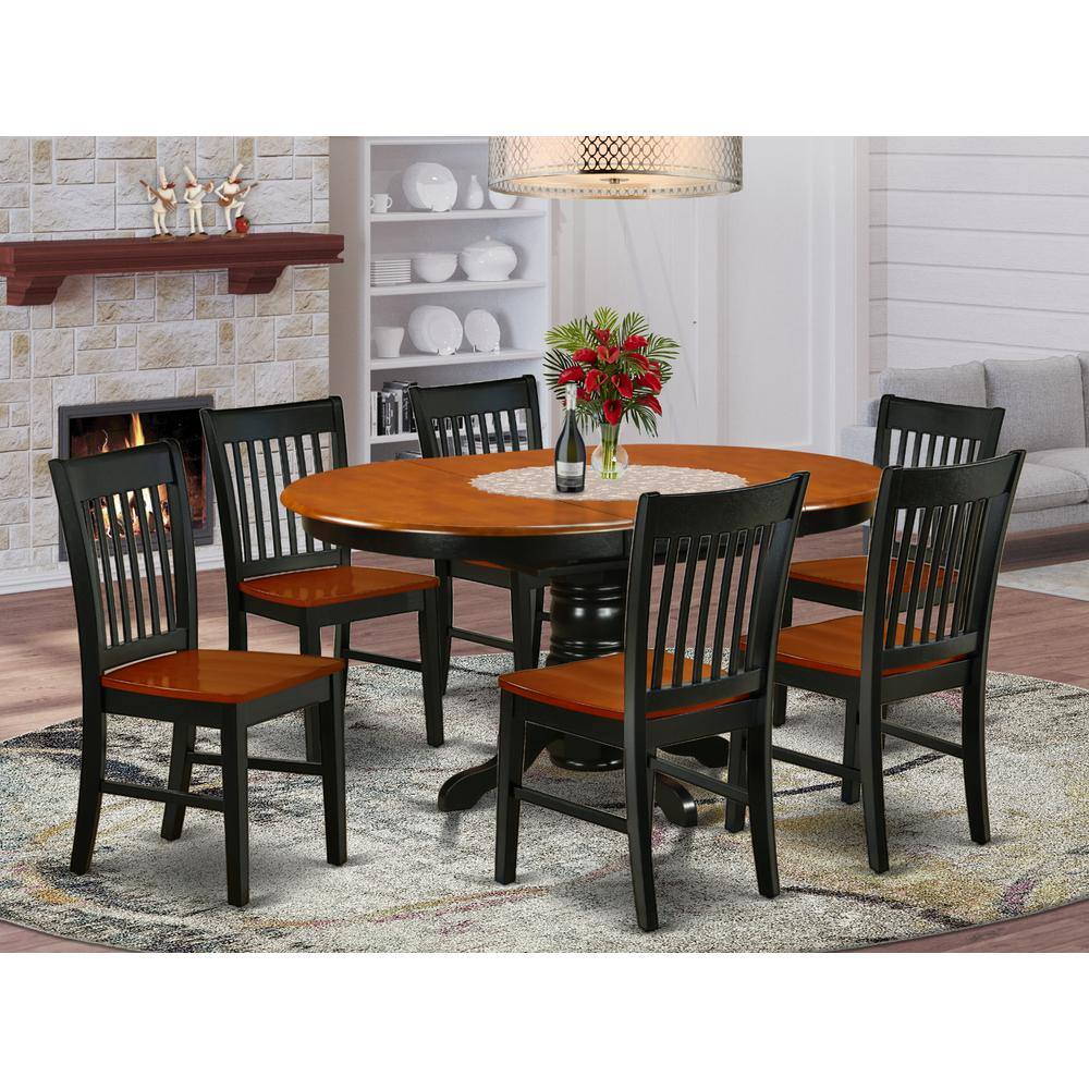 Left. East West Furniture - Dining Room Set Black & Cherry - Brown.
