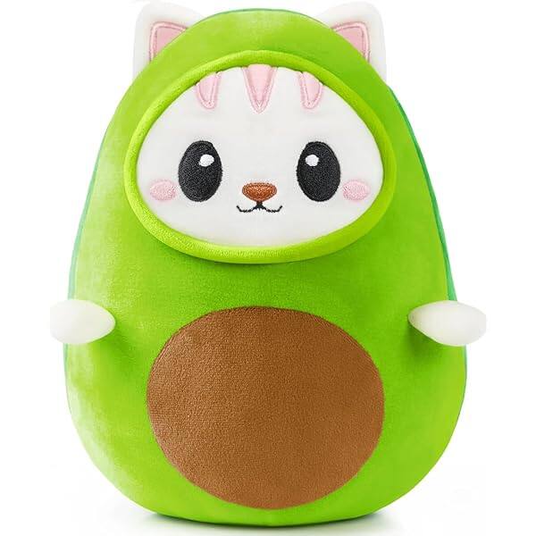 Front. Joyfy - Joyfy Avocato Stuffed Animal, 9" Kawaii Cat Plush Toy for Kids and Adults, Easter Birthday Gift for kids  3-5 - colorful.