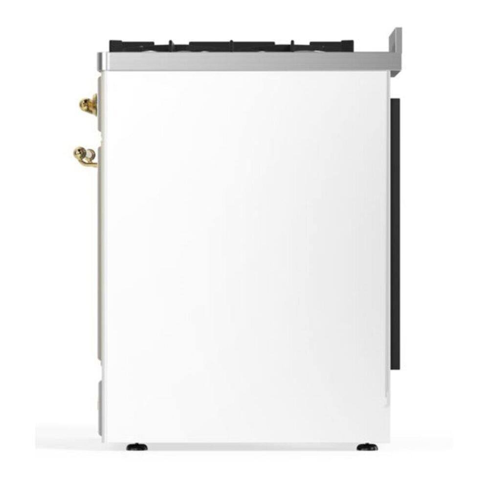 Alt View 6. ILVE - ILVE Majestic II Series  30 in. Dual Fuel Range with 5 Sealed Burners (Natural Gas, Brass Trim) - White.