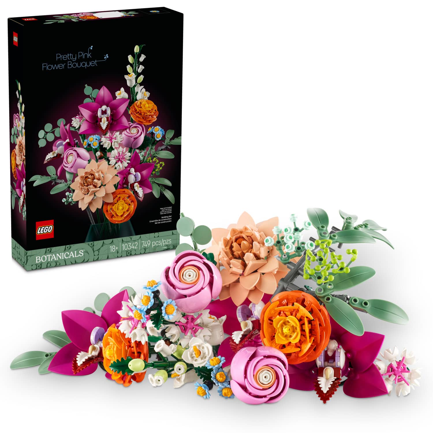 LEGO - Botanicals Pretty Pink Flower Bouquet for Home Décor 10342 - Front_Zoom