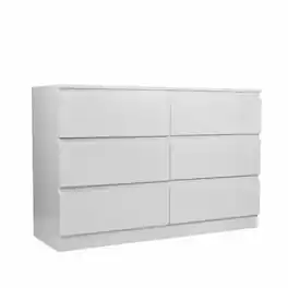 Spaco - Modern 6-Drawer Dresser, Extra Countertop Deep Storage Concealed Handles, Bedroom Living Room, 47.2"W x 30.9"H - White